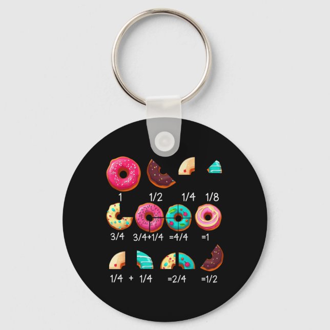 Math Doughnut Fraction Back to School Teacher Gift Key Ring (Front)
