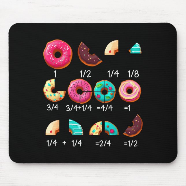 Math Doughnut Fraction Back to School Teacher Gift Mouse Pad (Front)