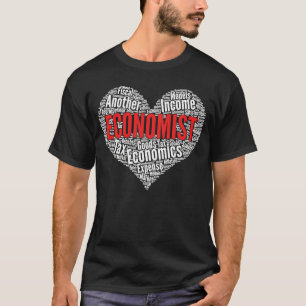 Math Economist Heart Shape Word Cloud Economics T-Shirt