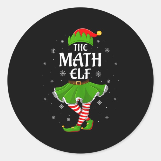 Math Elf Christmas Family Girls Women Elf Squad Xm Classic Round Sticker (Front)