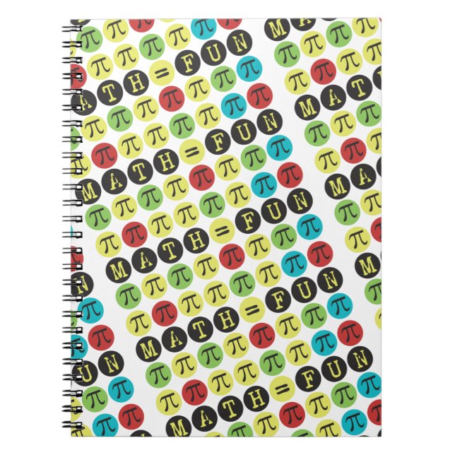 Math equals Fun © - Funny Pi Colourful Mod Pi Gift Notebook (Front)