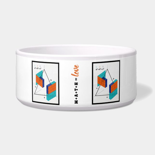 Math Equals Love Pythagorean Theorem Pet Bowl (Front)