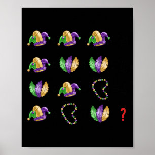 Math Equation Mardi Gras Beads Masks Teacher Stude Poster