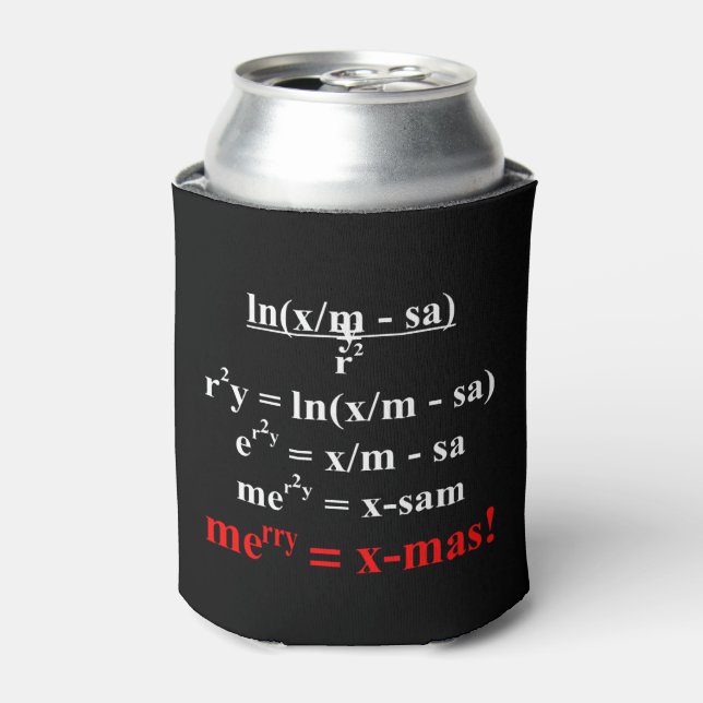 Math Equation Merry Christmas Can Cooler (Can Front)