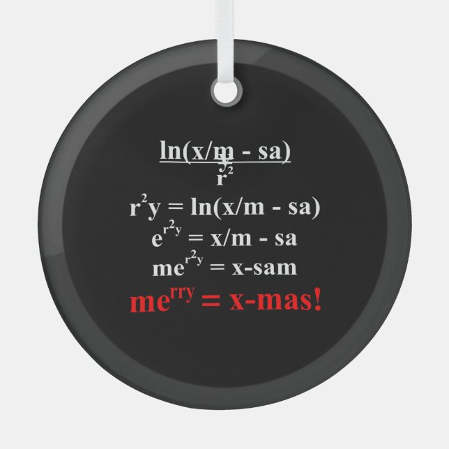 Math Equation Merry Christmas Glass Tree Decoration (Front)