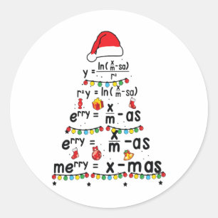 Math Equation Merry X-mas Funny Math Teacher Chris Classic Round Sticker