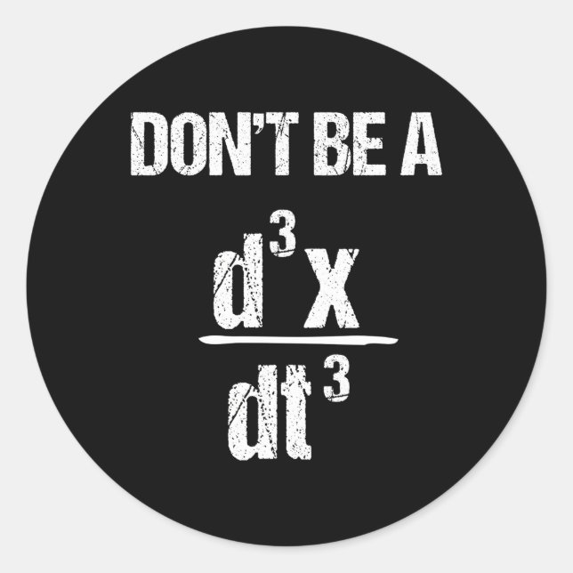 Math Equation Physics Joke Classic Round Sticker (Front)