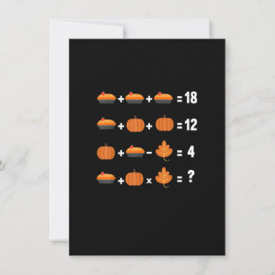 Math Equation Thanksgiving Day Funny Pumpkin Pie F Invitation