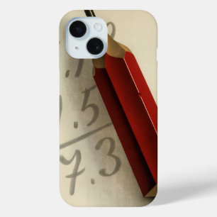 Math Equation with Red Pencil, Vintage Business iPhone 15 Case