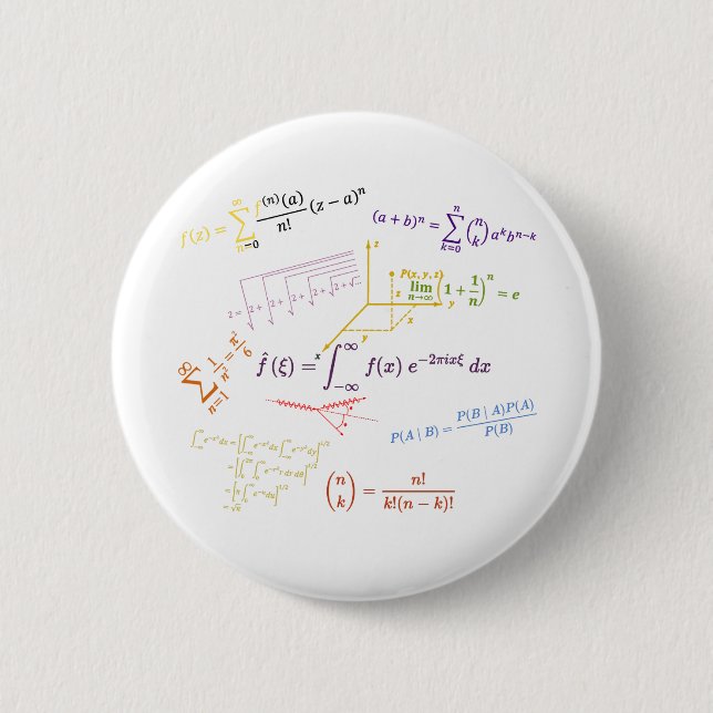 math equations and formulas 6 cm round badge (Front)