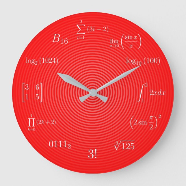 Math Equations and Notations Large Clock (Front)