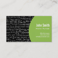 Math Equations Math Tutor Business Card (green)