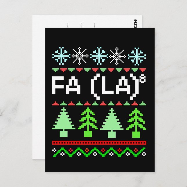 Math Fa La - Christmas Carol Ugly Sweater Style Postcard (Front/Back)