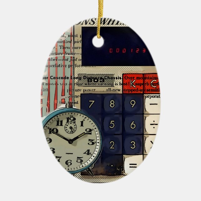 Math financial advisor accountant calculator ceramic tree decoration (Front)