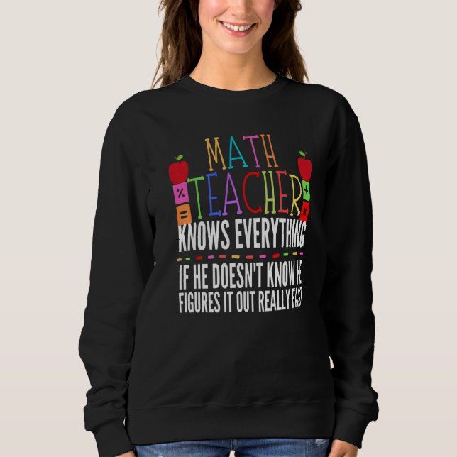 Math For Men Women Student Cool Math Teacher Sweatshirt (Front)