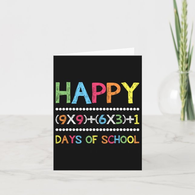 Math Formula 100 Day School Students Teacher Learn Card (Front)