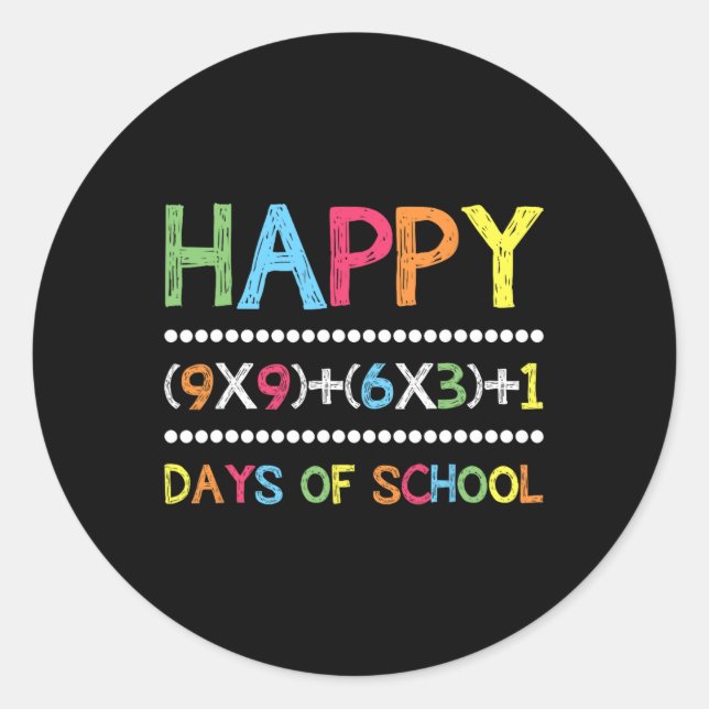 Math Formula 100 Day School Students Teacher Learn Classic Round Sticker (Front)