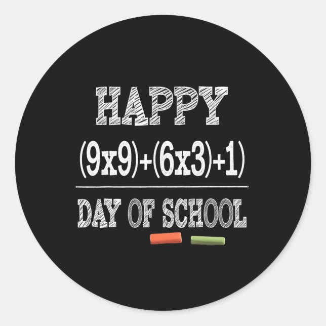 Math Formula 100 Days Of School  Classic Round Sticker (Front)