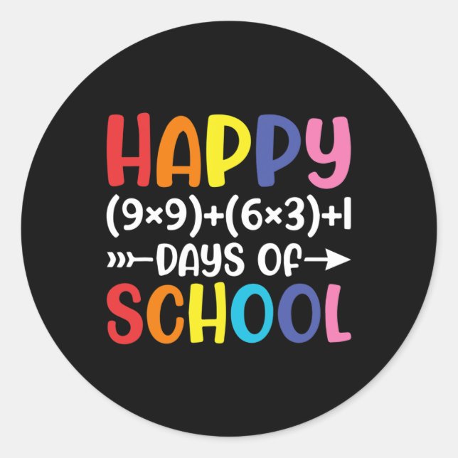 Math Formula 100 Days Of School Fun Math Teacher 1 Classic Round Sticker (Front)