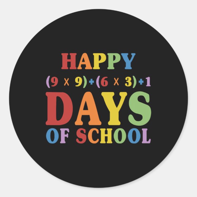 Math Formula 100 Days Of School Funny Math Teacher Classic Round Sticker (Front)