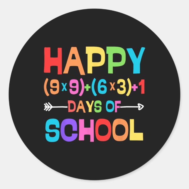 Math Formula 100 Days Of School Funny Math Teacher Classic Round Sticker (Front)