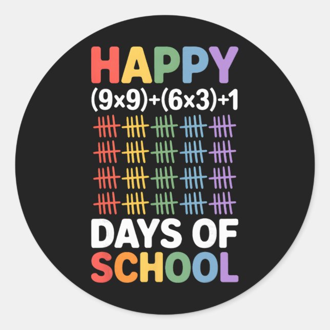 Math Formula 100 Days Of School Funny Math Teacher Classic Round Sticker (Front)