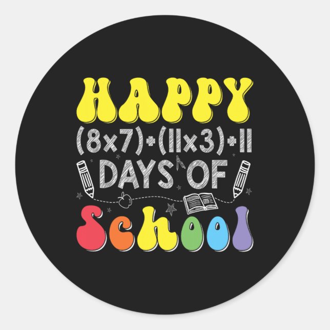 Math Formula 100 Days Of School Funny Math Teacher Classic Round Sticker (Front)