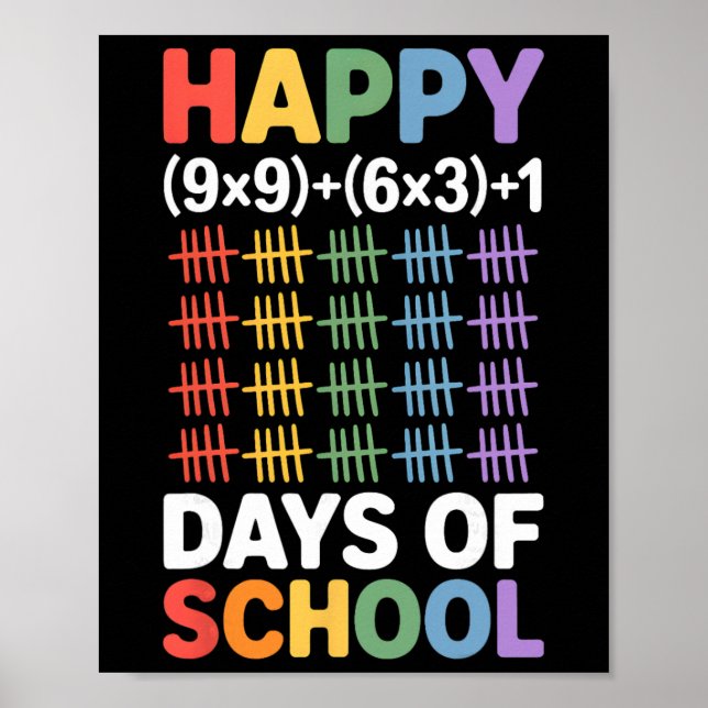Math Formula 100 Days Of School Funny Math Teacher Poster (Front)