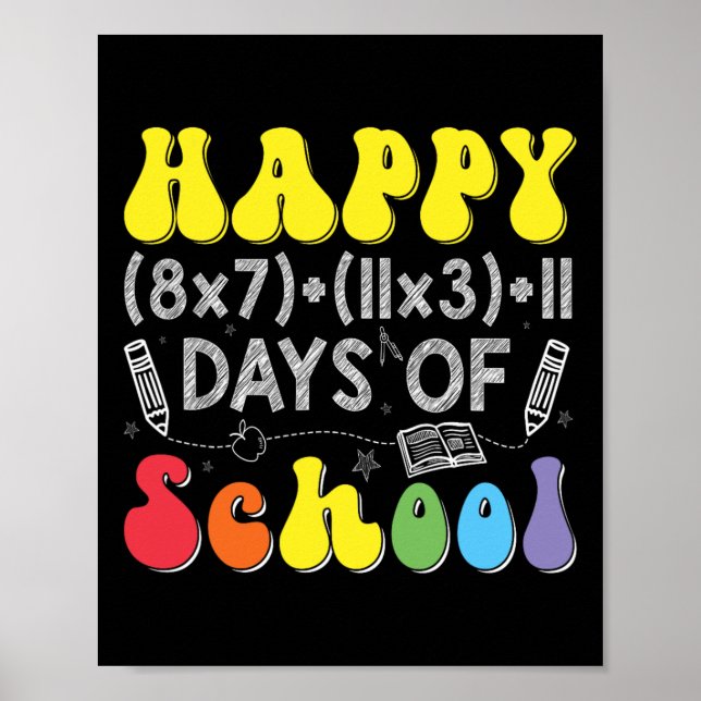 Math Formula 100 Days Of School Funny Math Teacher Poster (Front)