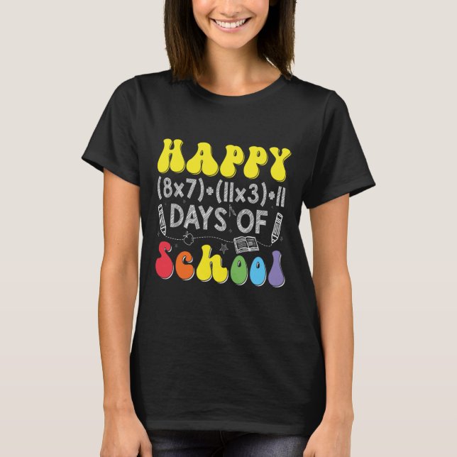 Math Formula 100 Days Of School Funny Math Teacher T-Shirt (Front)