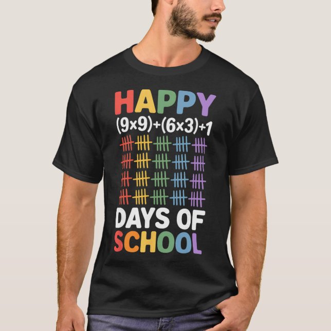 Math Formula 100 Days Of School Funny Math Teacher T-Shirt (Front)