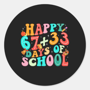 Math Formula 100 Days Of School Funny Teacher 67 1 Classic Round Sticker