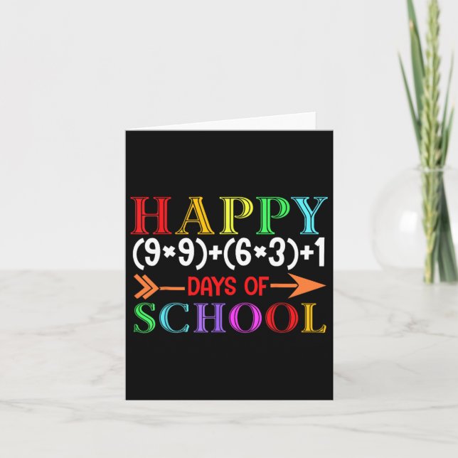 Math Formula Happy 100 Days Of School Funny Math T Card (Front)