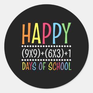 Math Formula Happy 100 Days Of School Funny Math T Classic Round Sticker