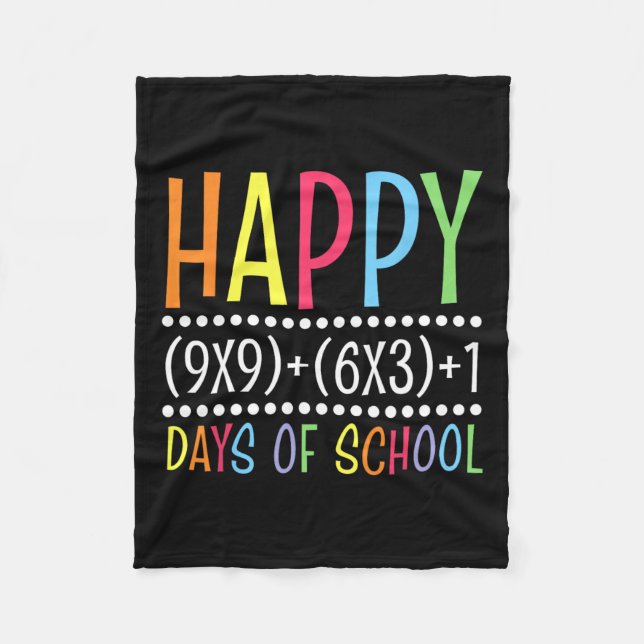 Math Formula Happy 100 Days Of School Funny Math T Fleece Blanket (Front)