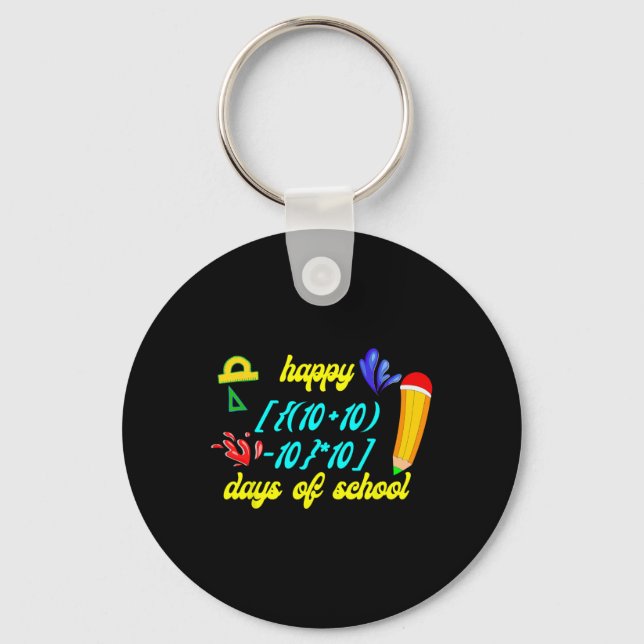 Math Formula Happy 100 Days Of School Funny Math T Key Ring (Front)