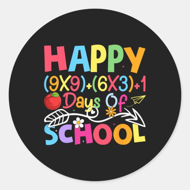 Math Formula Happy 100 Days Of School Math Teacher Classic Round Sticker (Front)
