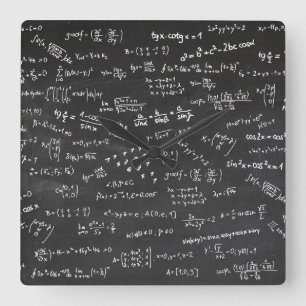 Math Formulas Chalkboard Square Wall Clock