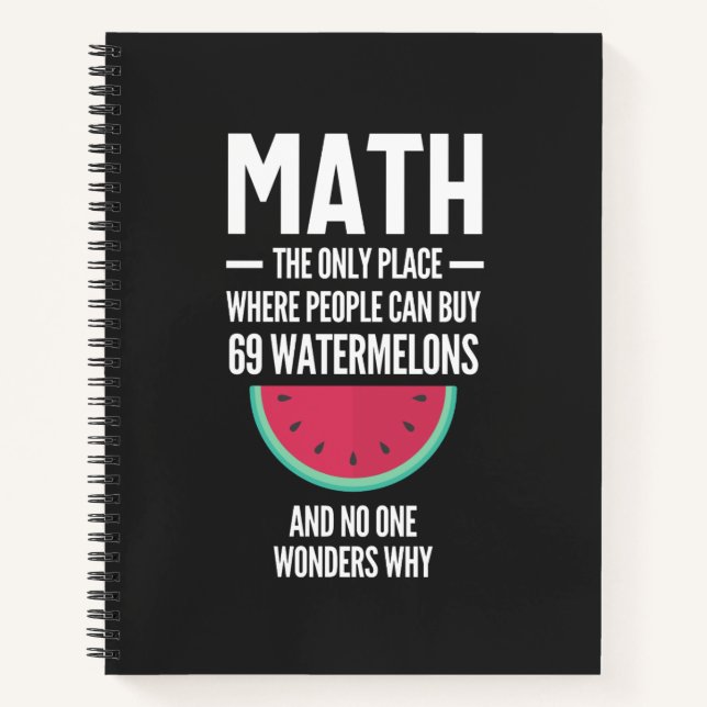 Math. Funny Math Sarcasm Quote Gift Notebook (Front)