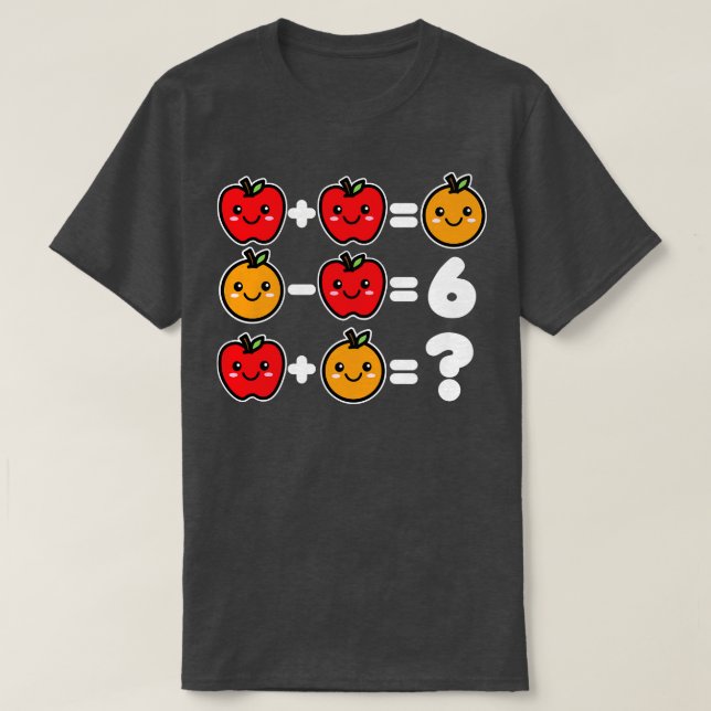 Math Games Kawaii Apples and Oranges T-Shirt (Design Front)