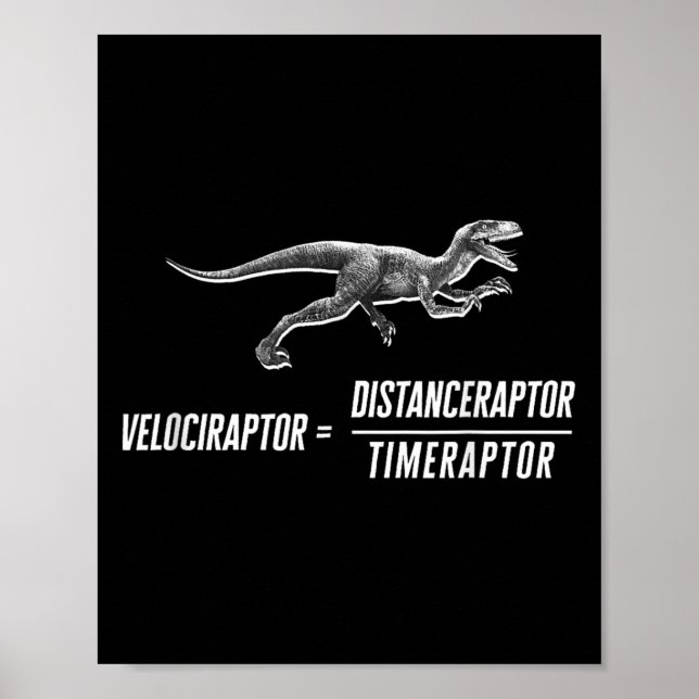 Math Geek Dinosaur Velociraptor Equation V2  Poster (Front)