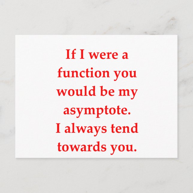 math geek love pick up line postcard (Front)