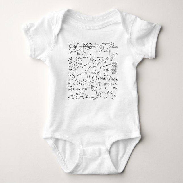 Math Geek, Mathematics Problem Solving Pattern Baby Bodysuit (Front)