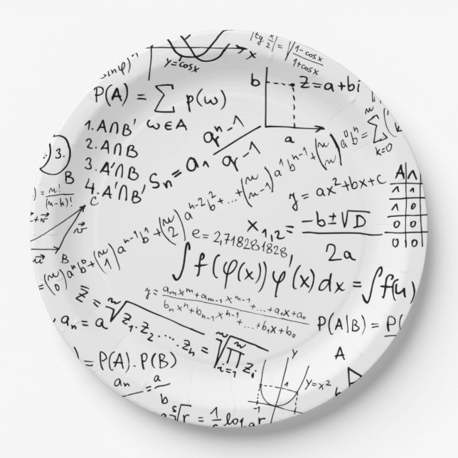 Math Geek, Mathematics Problem Solving Pattern Paper Plate (Front)