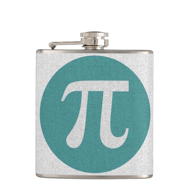 Math geek Pi symbol, blue circle and digits. Hip Flask (Front)
