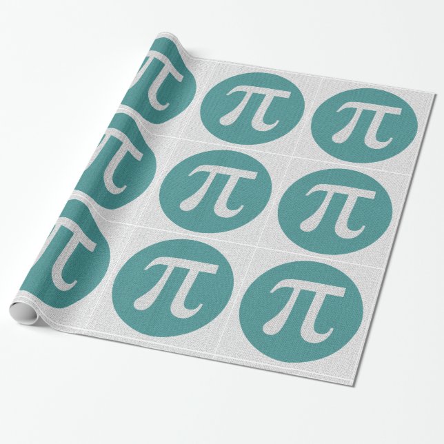 Math geek Pi symbol, blue circle and digits. Wrapping Paper (Unrolled)