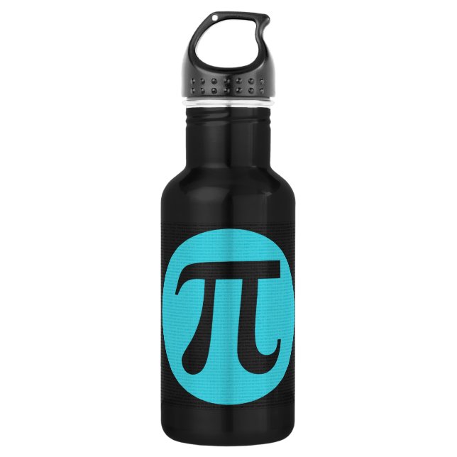 Math geek Pi symbol, blue on black 532 Ml Water Bottle (Front)