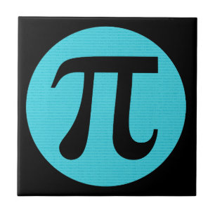 Math geek Pi symbol, blue on black Ceramic Tile