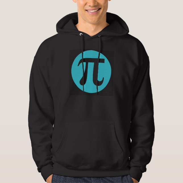 Math geek Pi symbol, blue on black Hoodie (Front)
