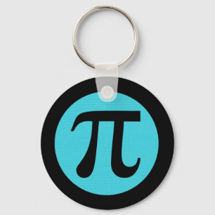 Math geek Pi symbol, blue on black Key Ring